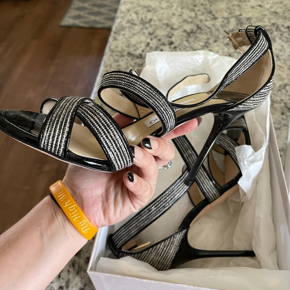 Jimmy Choo Black Glitter Heels